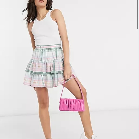 ASOS PLAID RUFFLE MINI SKIRT - Picture 1 of 4
